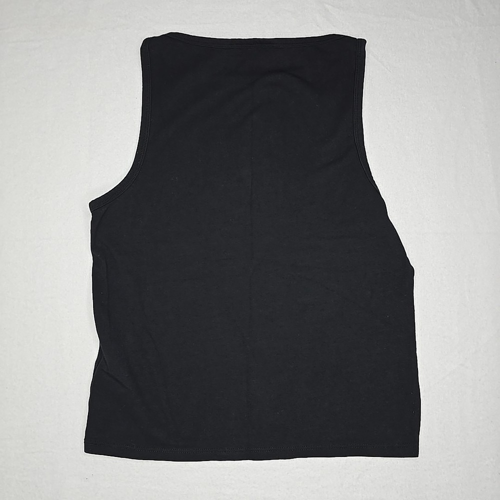 Guess Womens Tank Top‎ Gold Silver Logo Black Size L Large Rhinestone Summer - Picture 5 of 8